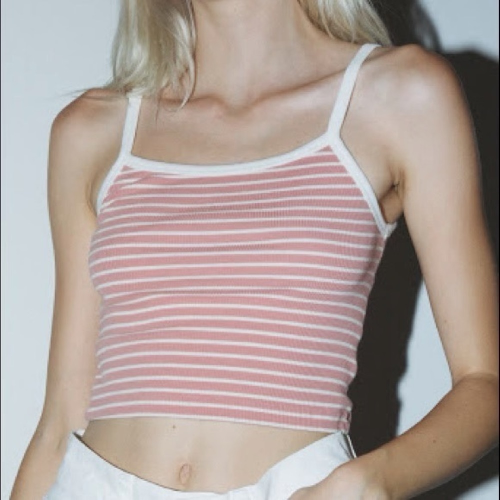 Brandy Melville Pink Striped Tank Top